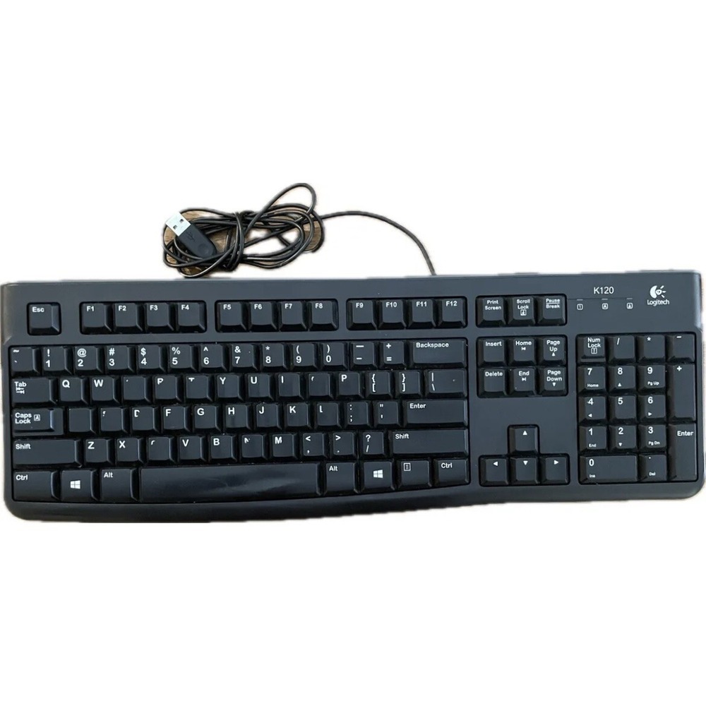 Logitech K120 920-002851 Wired Keyboard Black Tested Working*